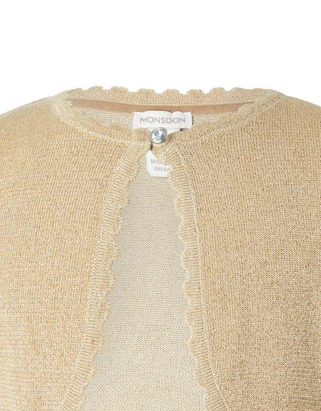 Niamh Sparkle Knit Cardigan with Crystal Button, Gold (GOLD), large