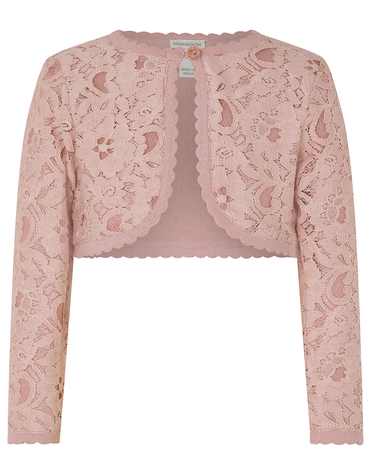 Eliona Cropped Lace Cardigan Pink