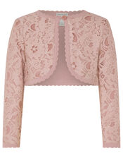 Eliona Cropped Lace Cardigan, Pink (DUSKY PINK), large