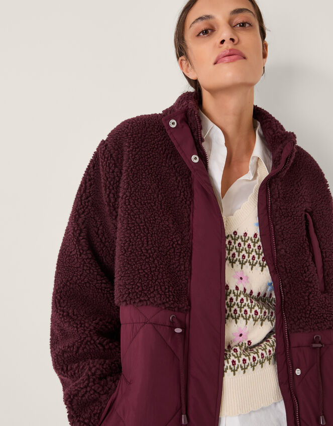 Marlo Borg Quilted Coat, Red (BURGUNDY), large
