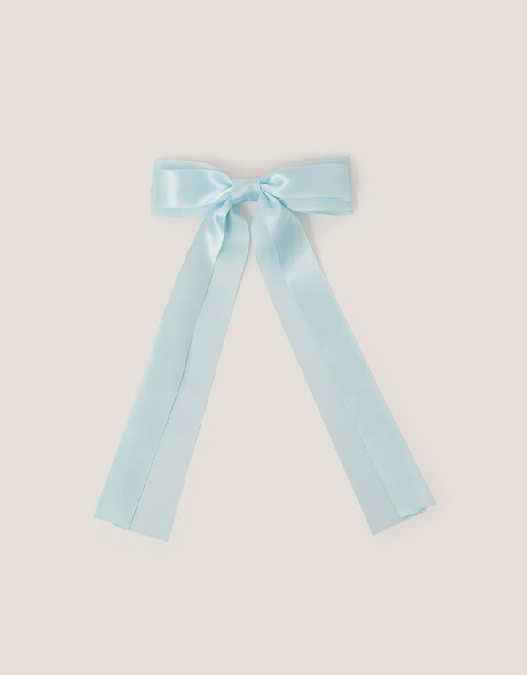 Ribbon Long Bow Hair Clip, Blue (PALE BLUE), large