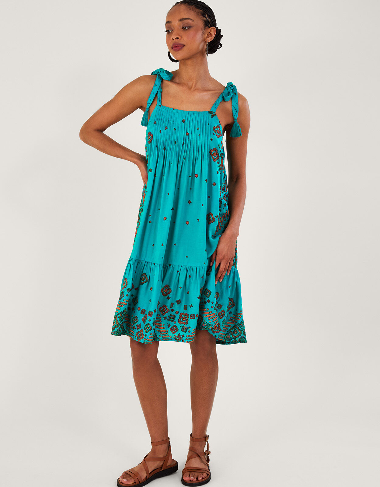 Tile Print Flippy Dress Blue