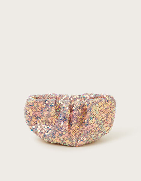 Sequin Embellished Ruched Bag, Pink (PINK), large