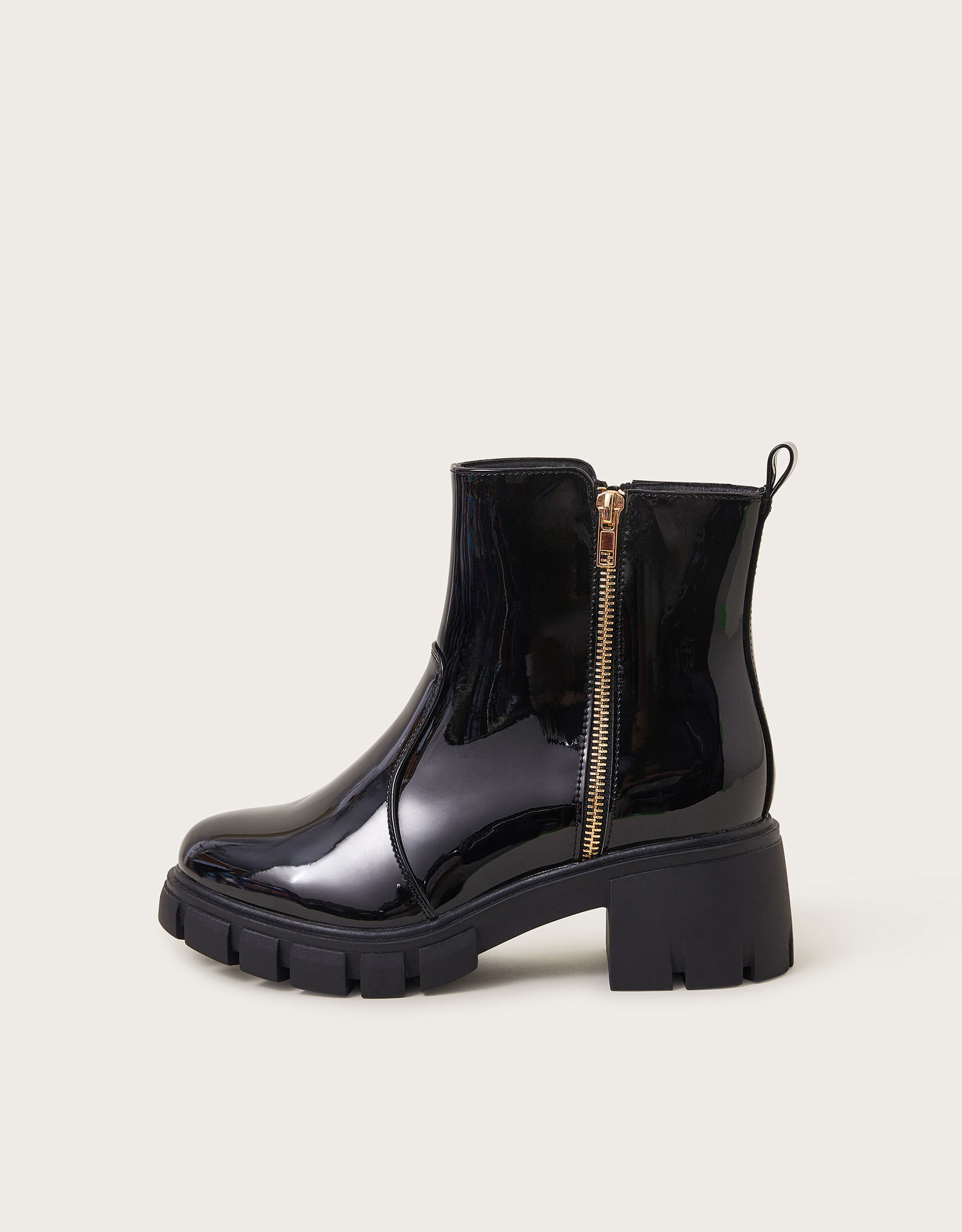Black patent chunky boots shop