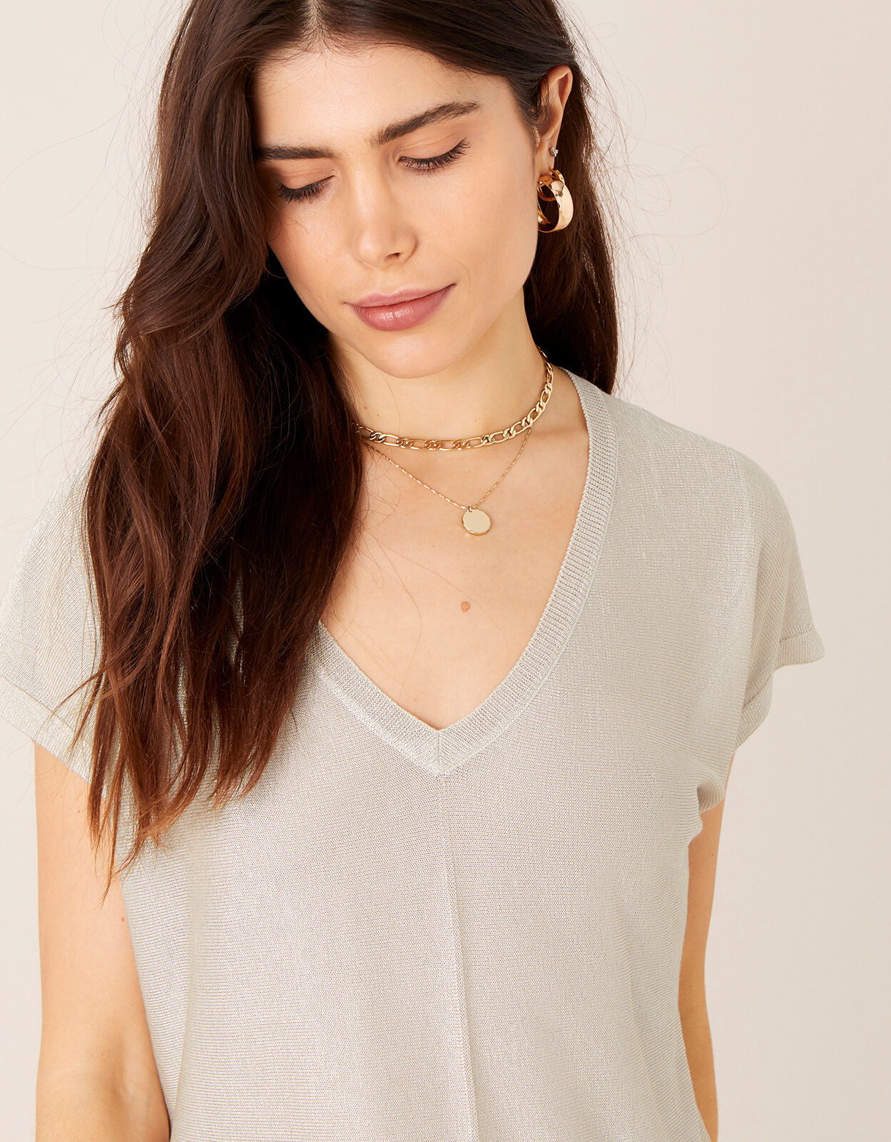 Gold v neck jumper discount