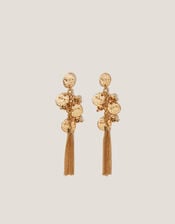 Layered Charm Tassel Drop Earrings, , large
