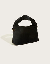 Velvet Embroidered Knot Cross-Body Shoulder Bag, , large