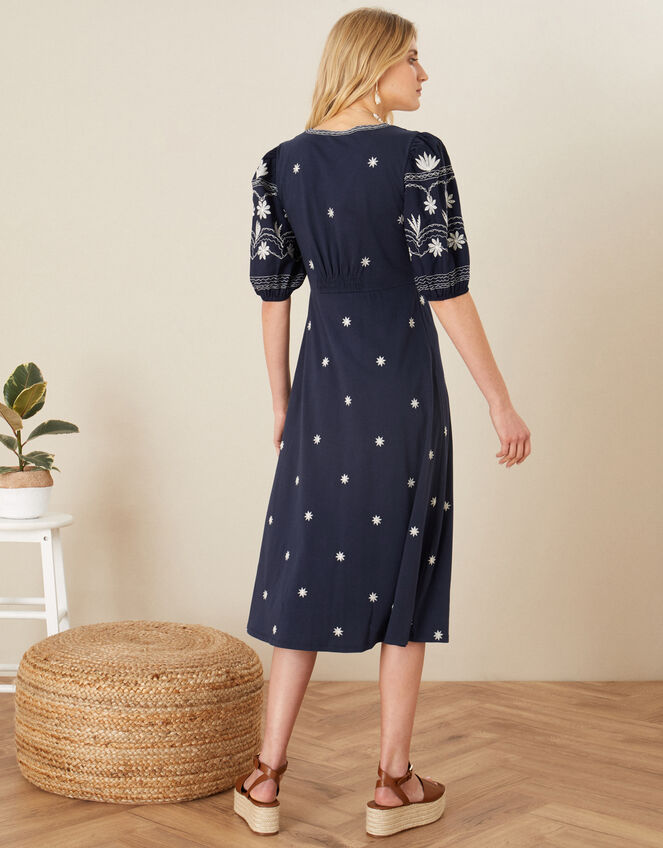 Emma Embroidered Jersey Dress , Blue (NAVY), large