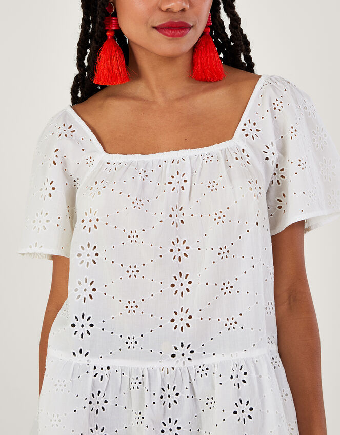 Plain Schiffli Top , White (WHITE), large