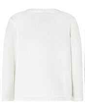 Baby Chick Knit Cardigan in Organic Cotton, Ivory (IVORY), large