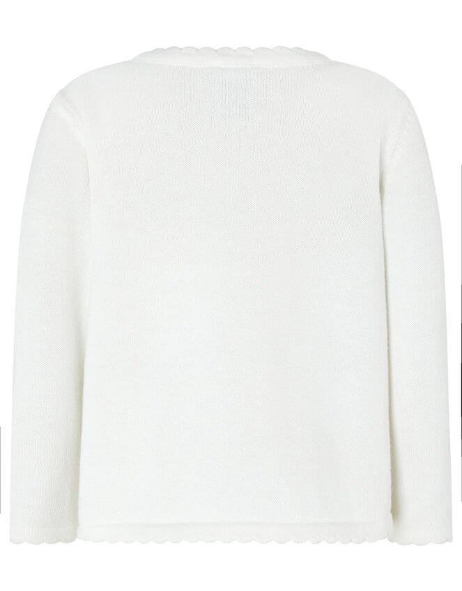 Baby Chick Knit Cardigan in Organic Cotton, Ivory (IVORY), large