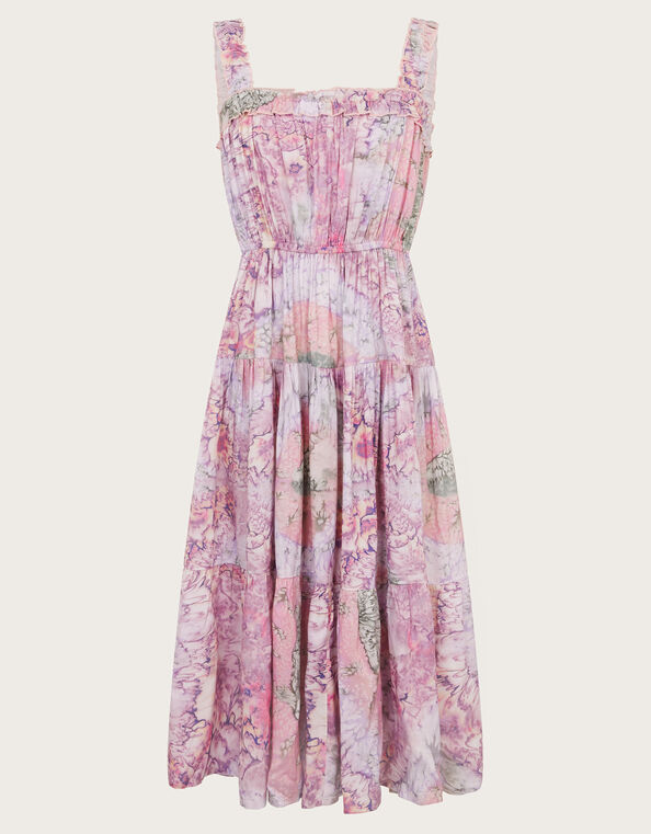 Strappy Marbled Floral Maxi Dress, Pink (PINK), large