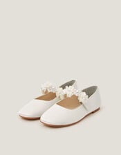 Pearl Flower Ballet Flats, Ivory (IVORY), large