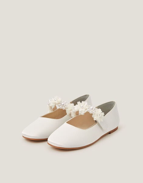 Pearl Flower Ballet Flats, Ivory (IVORY), large