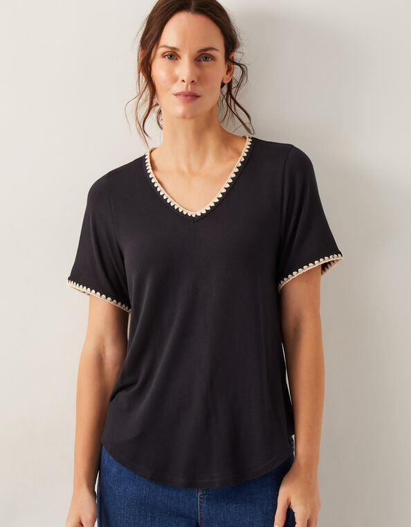 Tilly Trim Jersey T-Shirt , Black (BLACK), large