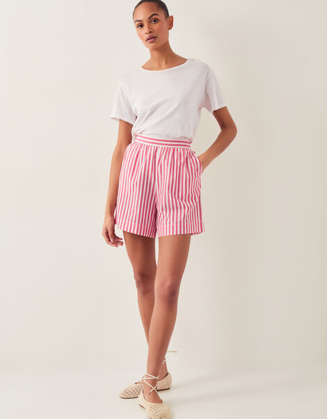 Liv High-Waisted Stripe Shorts, Red (RED), large
