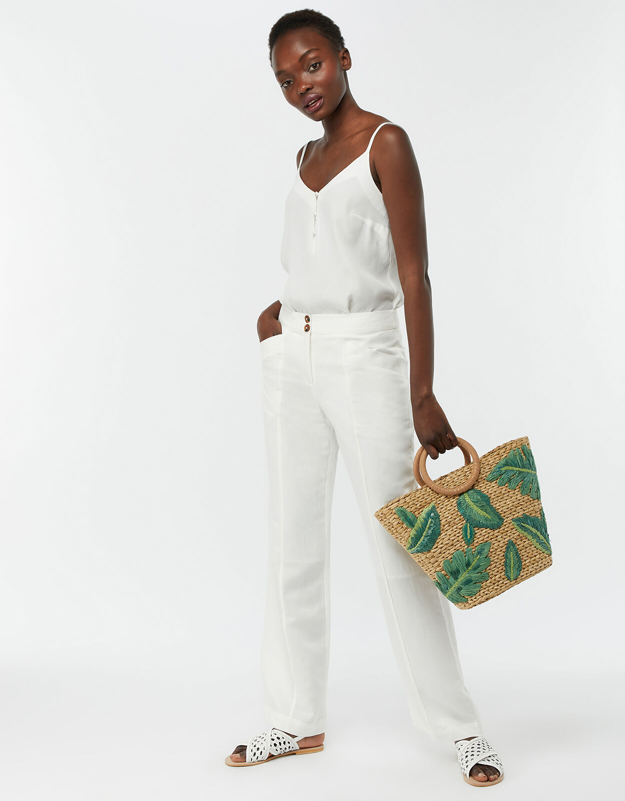 Wide leg trousers short length clearance