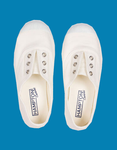 Hampton Canvas Plum Plimsolls White, White (WHITE), large
