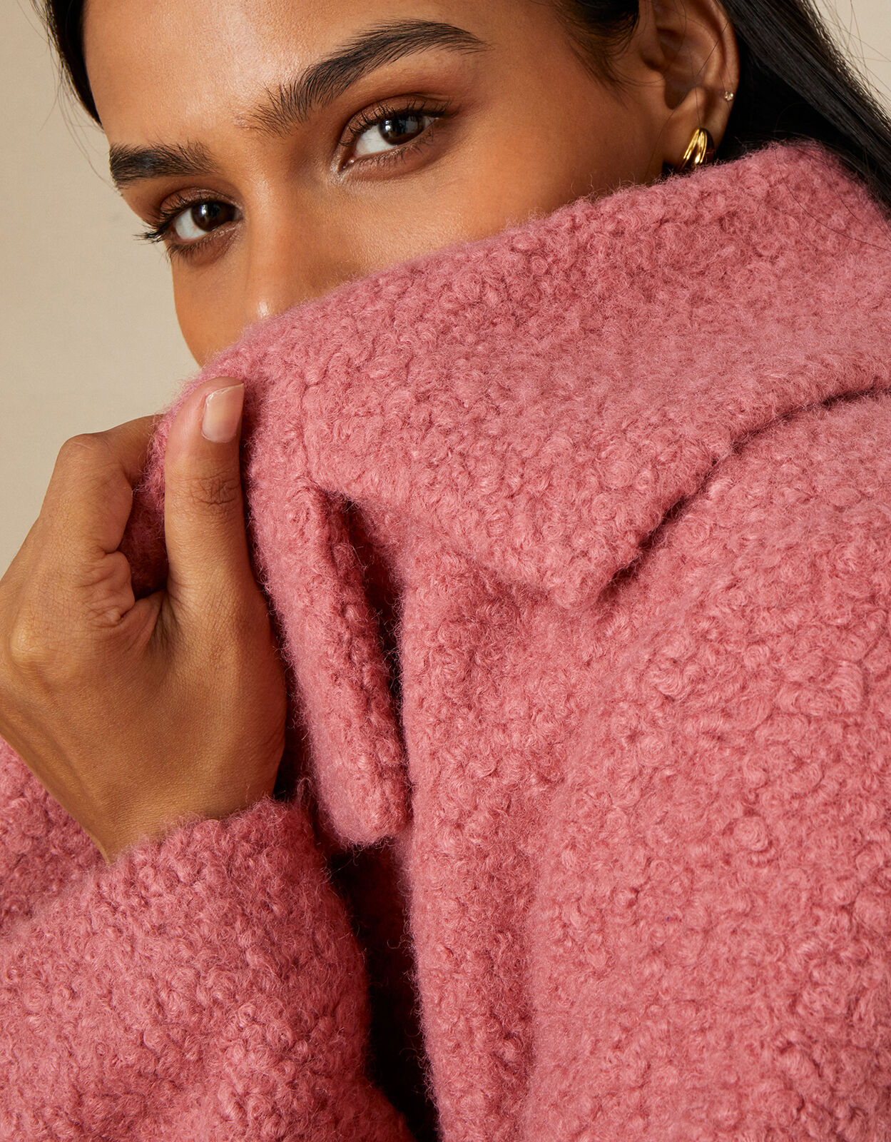 boucle coat pink