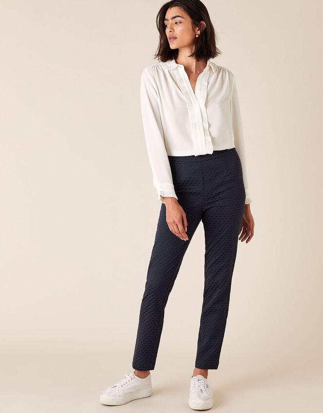 Smart Jacquard Trousers, Blue (NAVY), large