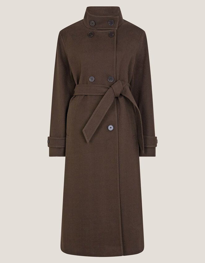 Tia Funnel Trench Coat, Brown (CHOCOLATE), large