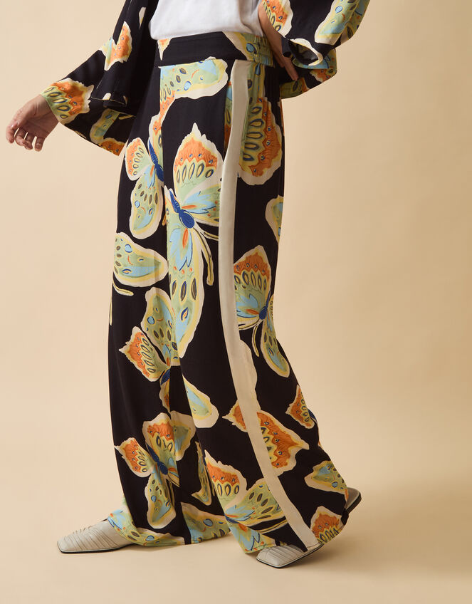 Clemence Aurelie Butterfly Palazzo Trousers, Black (BLACK), large