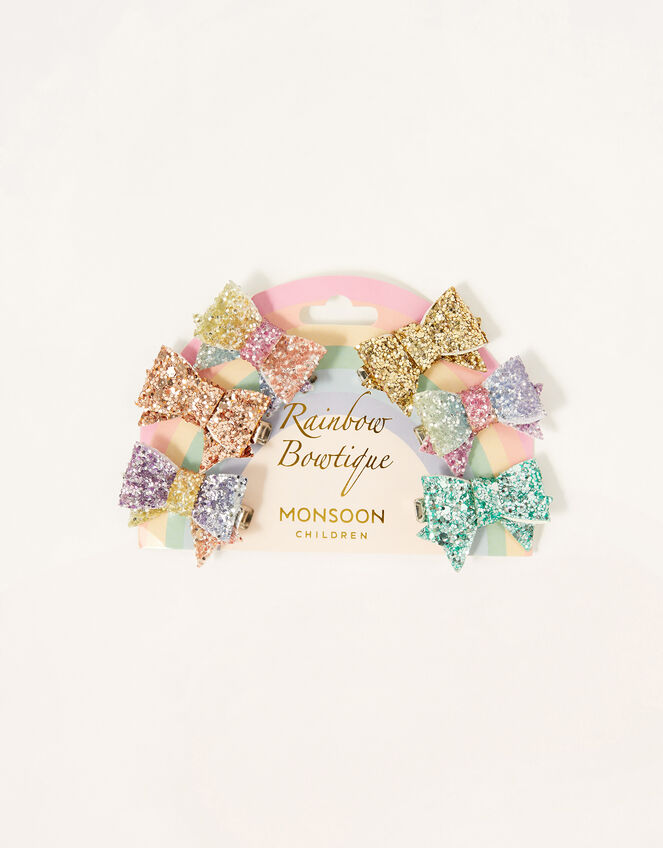 Rainbow Glitter Hair Clip Set, , large