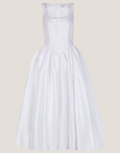 Mia Sleeveless Drop Waist Midi Wedding Dress, Ivory (IVORY), large