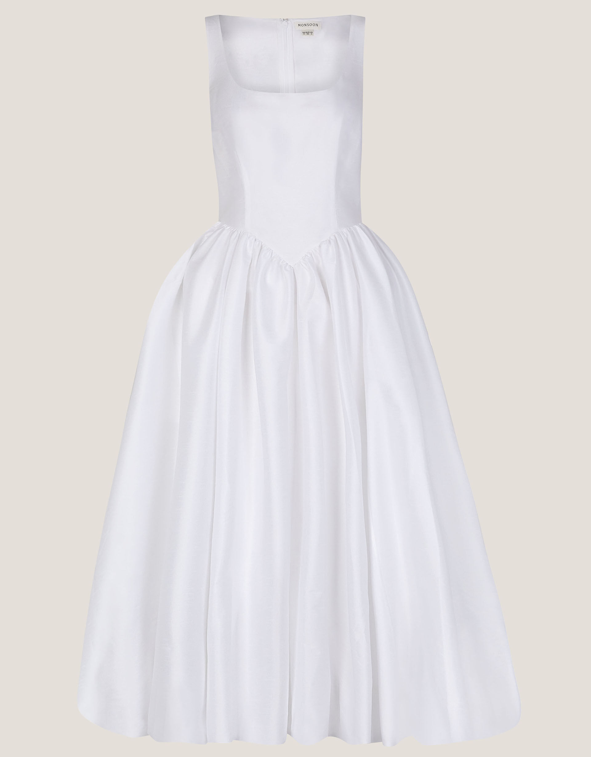 Mia Sleeveless Drop Waist Midi Wedding Dress, Ivory (IVORY), large