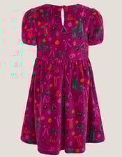 Bow Velour Christmas Dress, Red (BURGUNDY), large