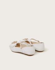 Diamante Bow Strap Ballet Flats, Ivory (IVORY), large
