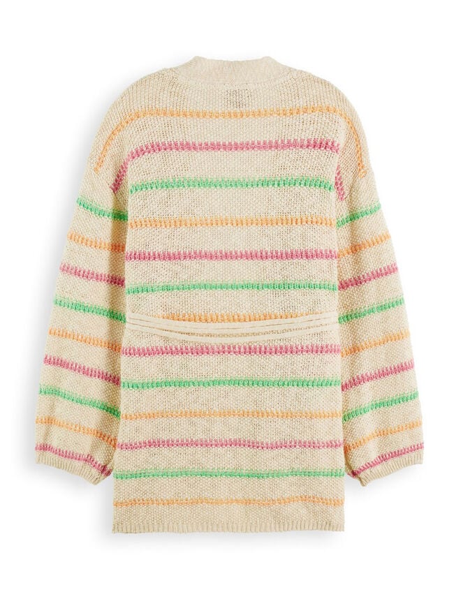 Scotch and Soda Stripe Tie Waist Cardigan, Natural (NATURAL), large