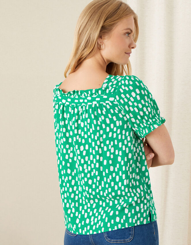 Square Neck Printed Top, Green (GREEN), large