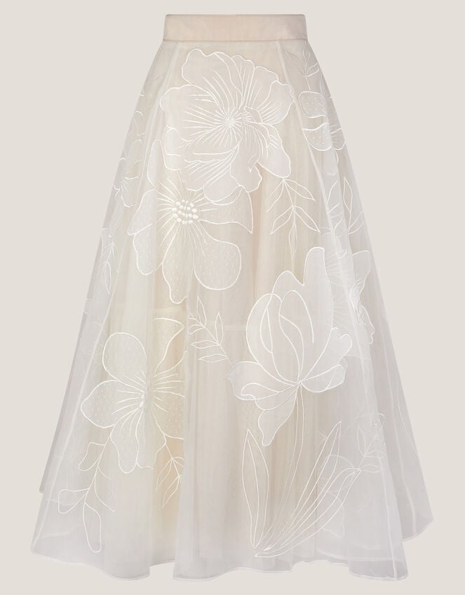 Rosie Embroidered Floral Wedding Skirt, Ivory (IVORY), large