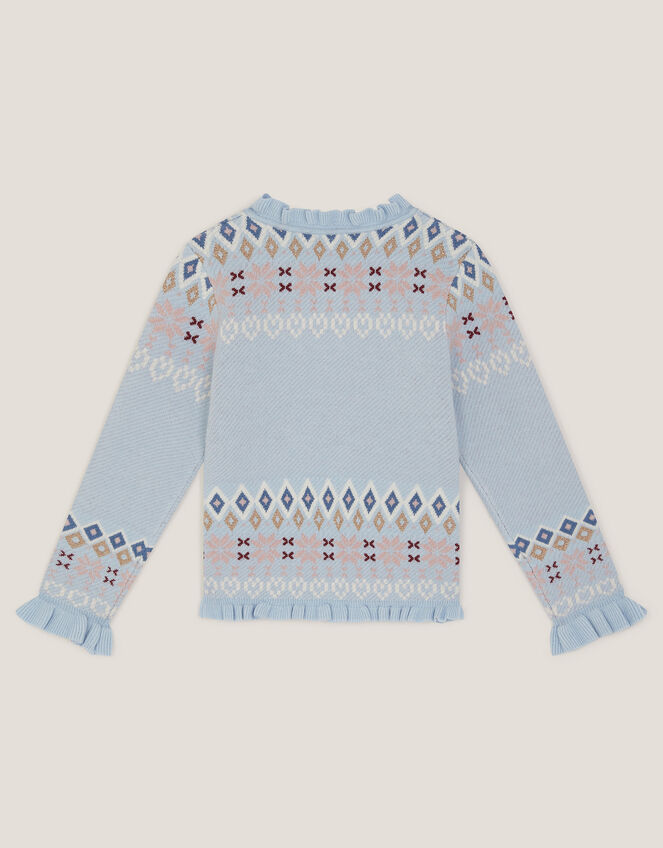 Swallow Fair Isle Cardigan, Blue (BLUE), large