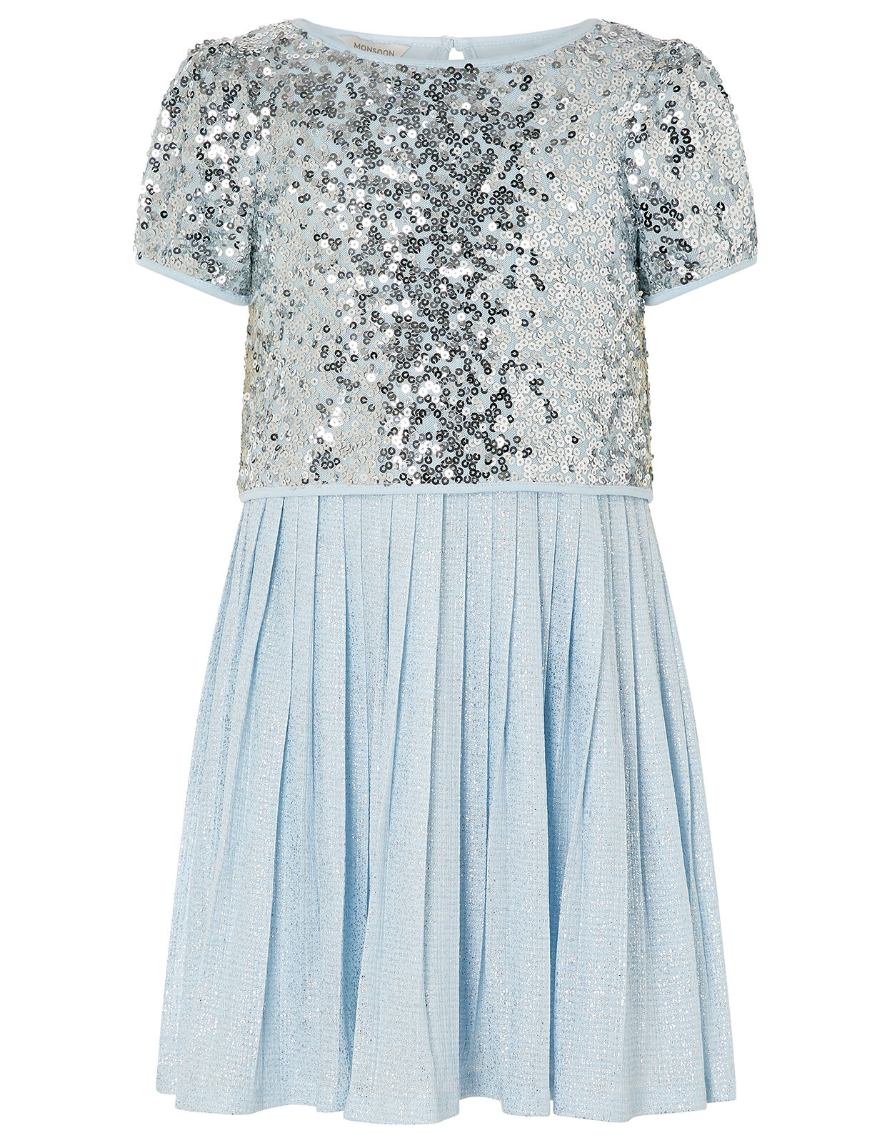 Sequin Top and Pleated Dress 2 in 1 Set Silver Girls Dresses