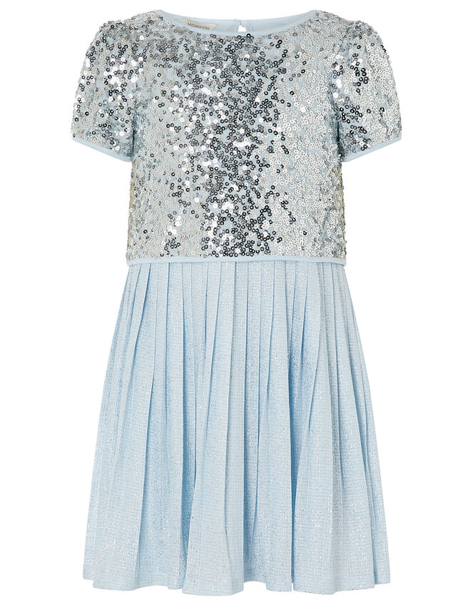 Sequin Top and Pleated Dress 2-in-1 Set, Silver (SILVER), large
