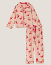 Teddy Bear Print Long Christmas Pyjamas Set, Cream (CREAM), large
