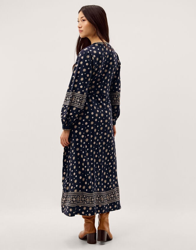 Bonny Floral Print Jersey Midi Dress, Blue (NAVY), large