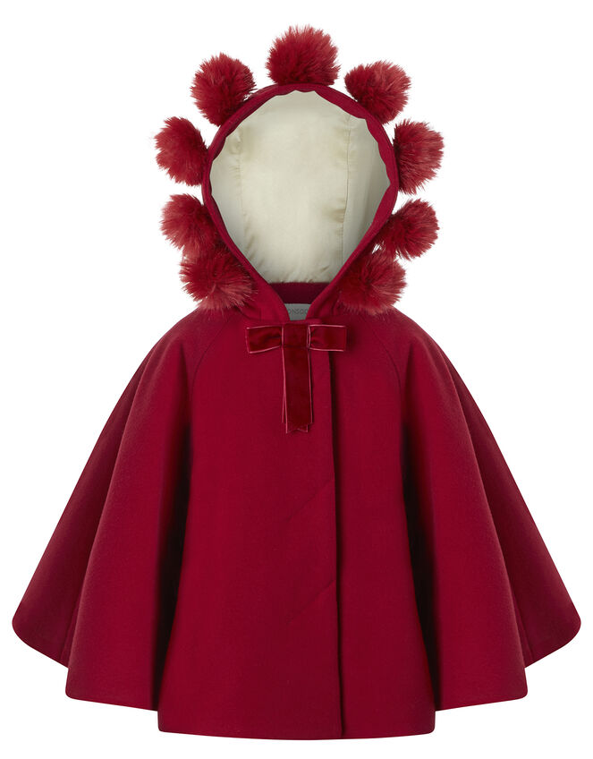 Baby Pom-Pom Cape, Red (RED), large