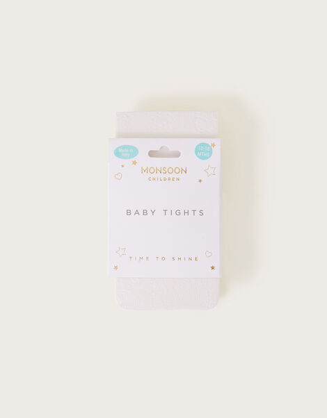 Baby Plush Diamond Butterfly Lacey Tights, Ivory (IVORY), large