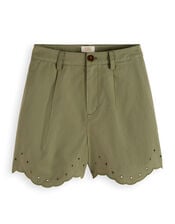 Scotch and Soda High Rise Broderie Shorts, Green (GREEN), large