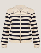Sabine Stripe Collar Jacket, Ivory (IVORY), large