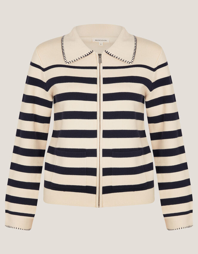 Sabine Stripe Collar Jacket, Ivory (IVORY), large