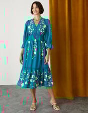 Beth Butterfly Embellished Sleeve Dress, Teal (TEAL), large