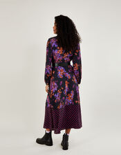 Kiera Floral Print Dress in Sustainable Viscose, Purple (PURPLE), large