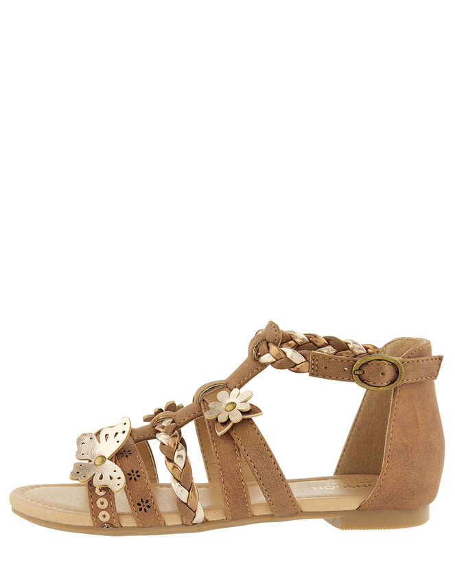 Butterfly Strappy Sandals, Tan (TAN), large