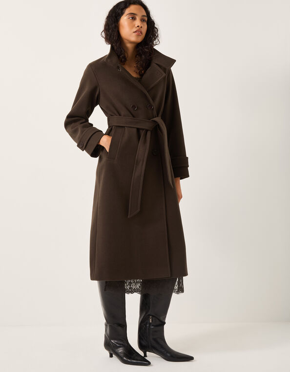 Tia Funnel Trench Coat, Brown (CHOCOLATE), large