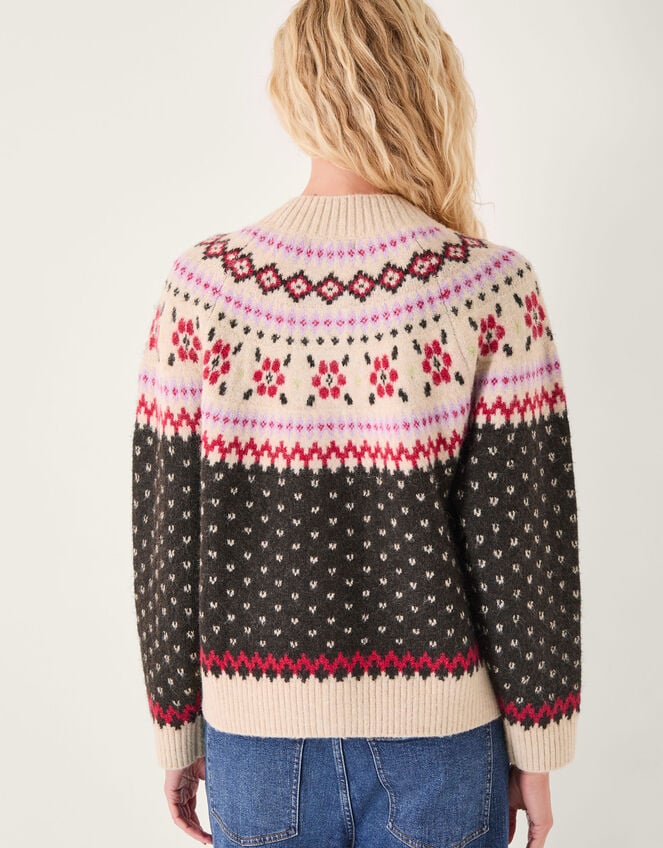 Feliz Fair Isle Cardigan , Brown (CHOCOLATE), large