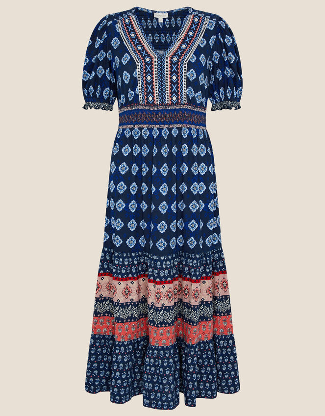 Fern Printed Jersey Dress, Blue (NAVY), large